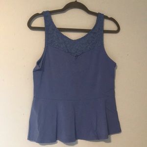 EXPRESS indigo peplum tank top